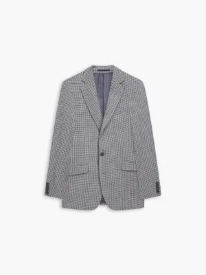 Ravello Italian Luxury Slim Linen Grey & Navy Microcheck Suit Jacket