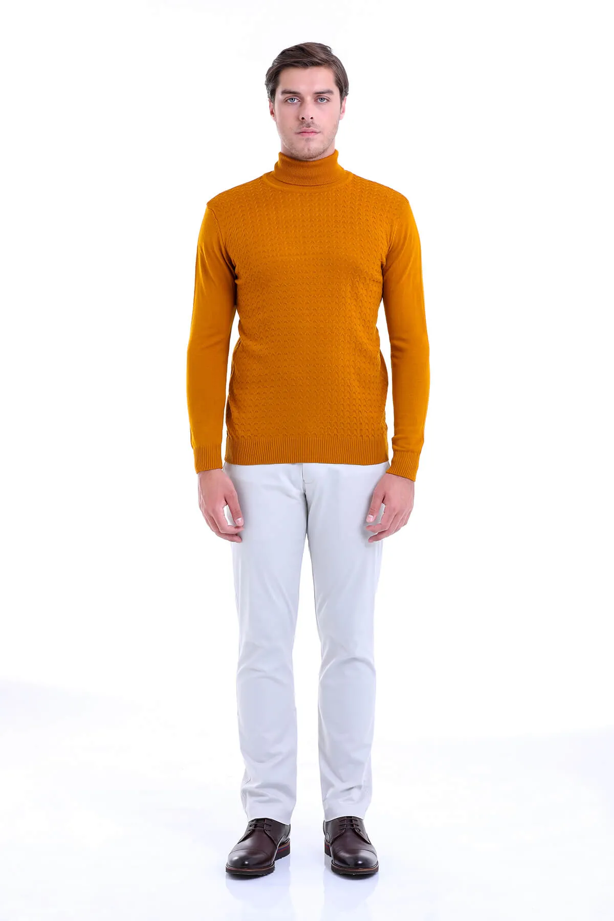 Regular Fit Saffron Turtleneck Sweater