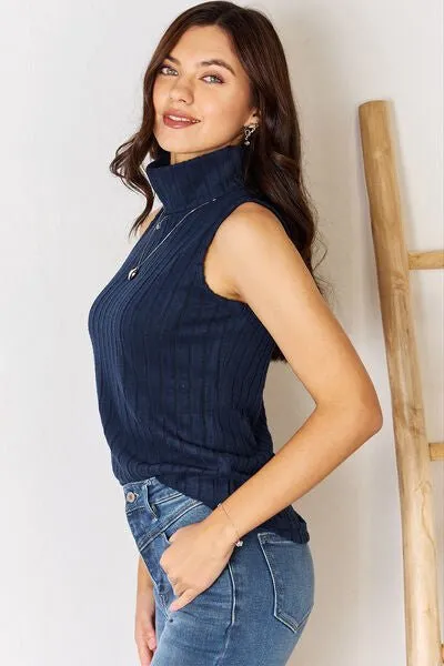 Ribbed Turtleneck Tank Top