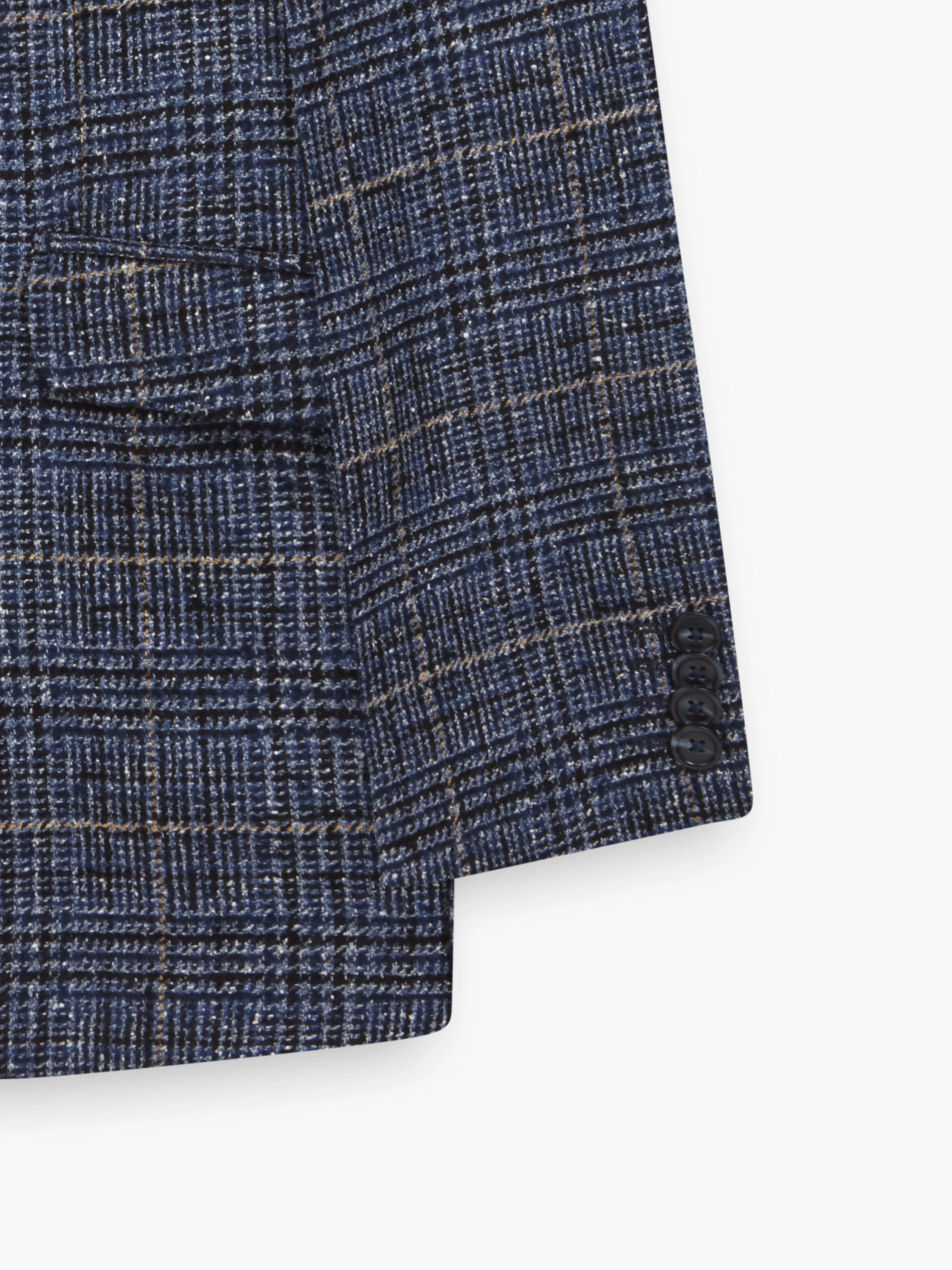 Rivington Wool Silk Slim Fit Blue Checked Jacket