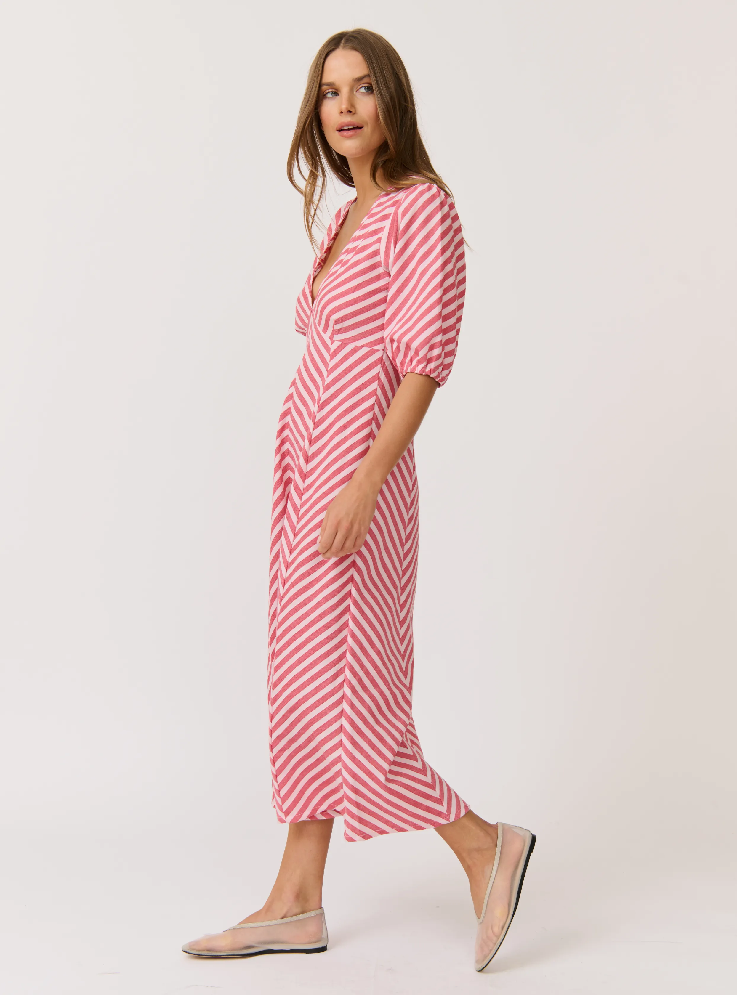 ROZA MIDI DRESS - Cherry Stripe