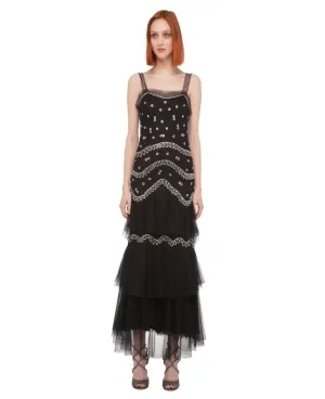 RUFFLED RHINESTONE SLIP DRESS