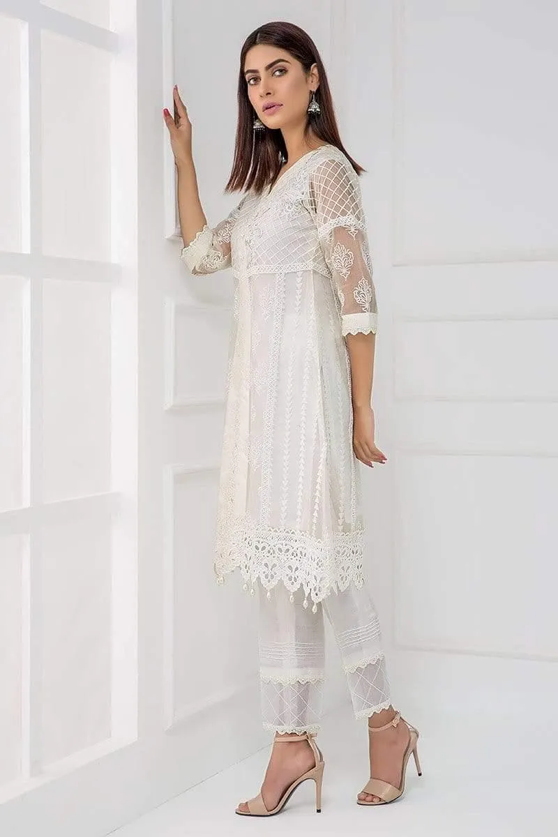 Sadia Aamir - White Aura - SA-LP05 - Embroidered Organza - 1 Piece