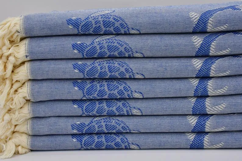 Sea Turtles and Dolphins 100% Cotton Original Turkish Towels