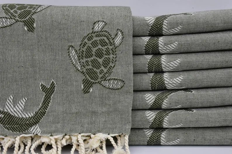 Sea Turtles and Dolphins 100% Cotton Original Turkish Towels