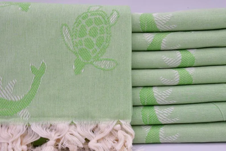 Sea Turtles and Dolphins 100% Cotton Original Turkish Towels