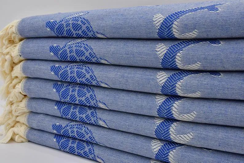 Sea Turtles and Dolphins 100% Cotton Original Turkish Towels