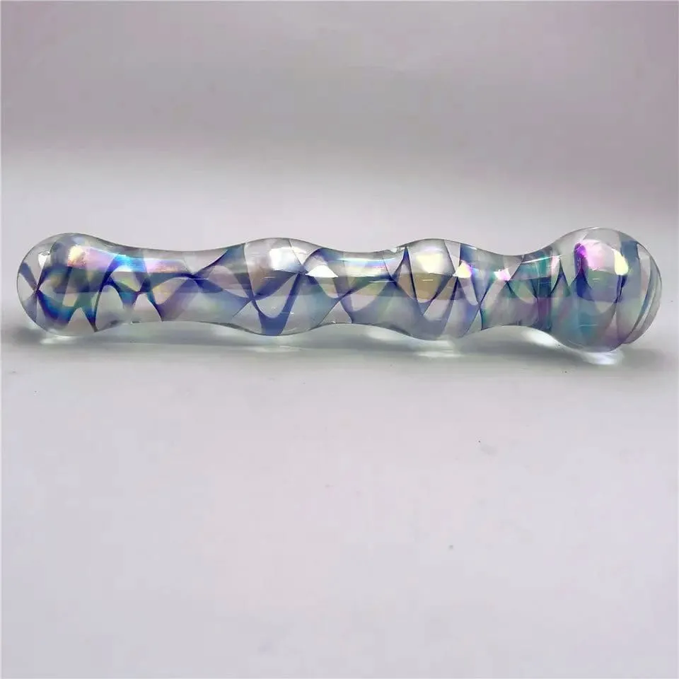 Sh! Rainbow Shimmer Glass Double Dildo