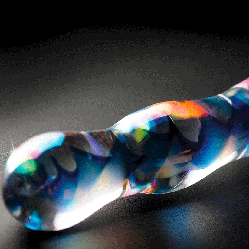 Sh! Rainbow Shimmer Glass Double Dildo