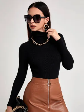 Shein Turtleneck Ribbed Knit Sweater