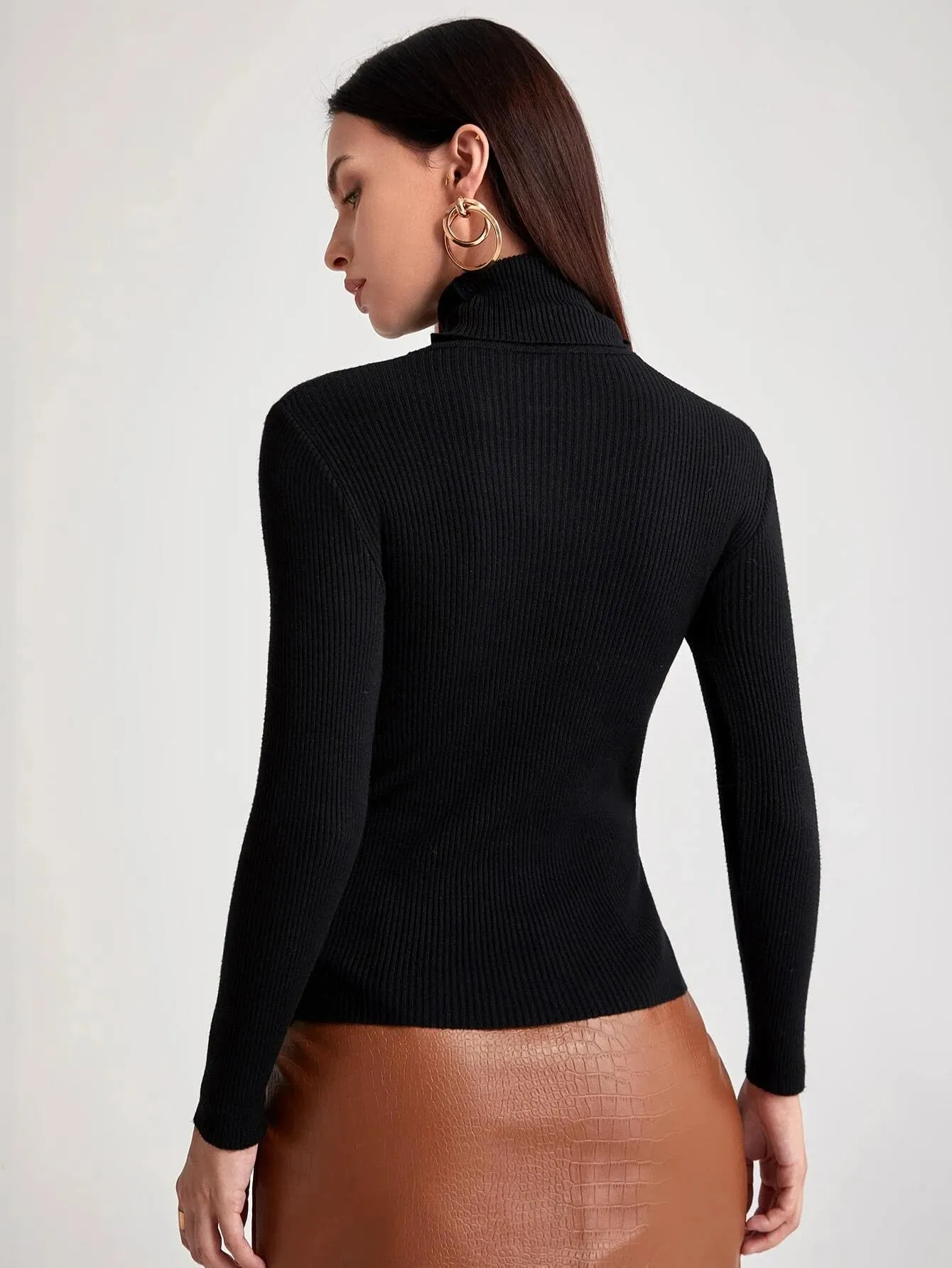 Shein Turtleneck Ribbed Knit Sweater