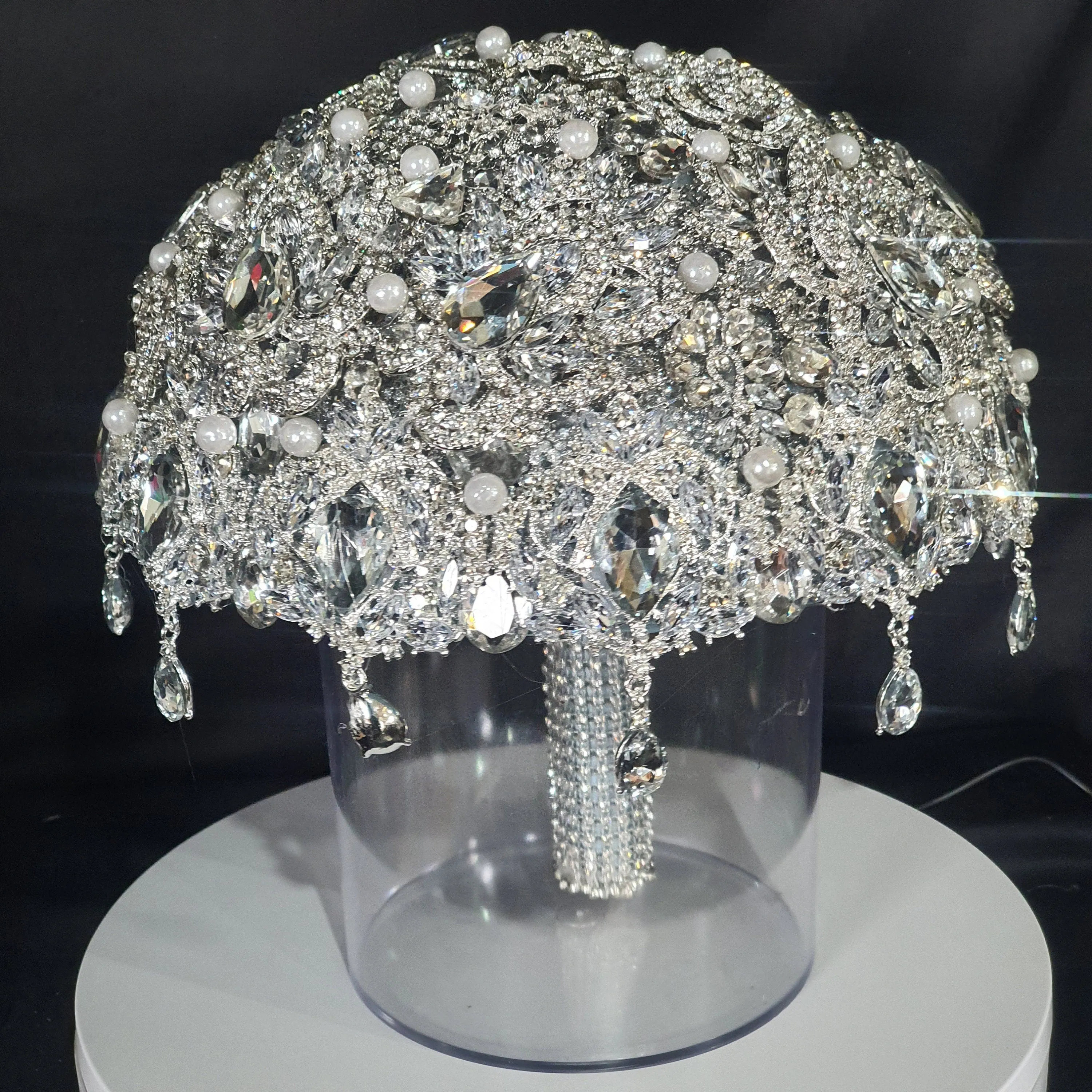 Silver wedding bouquet. Crystal bridal bouquet. Brooch bouquet. Full jeweled bouquet. Jewel bouquet by Crystal wedding uk