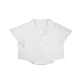 Simone Pyjama Top White Broderie Anglaise