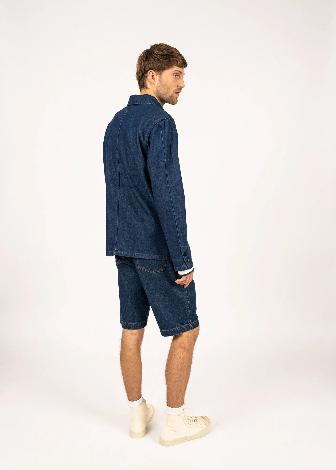 Sirocco fisherman's jacket - buttoned, in cotton canvas (DENIM)