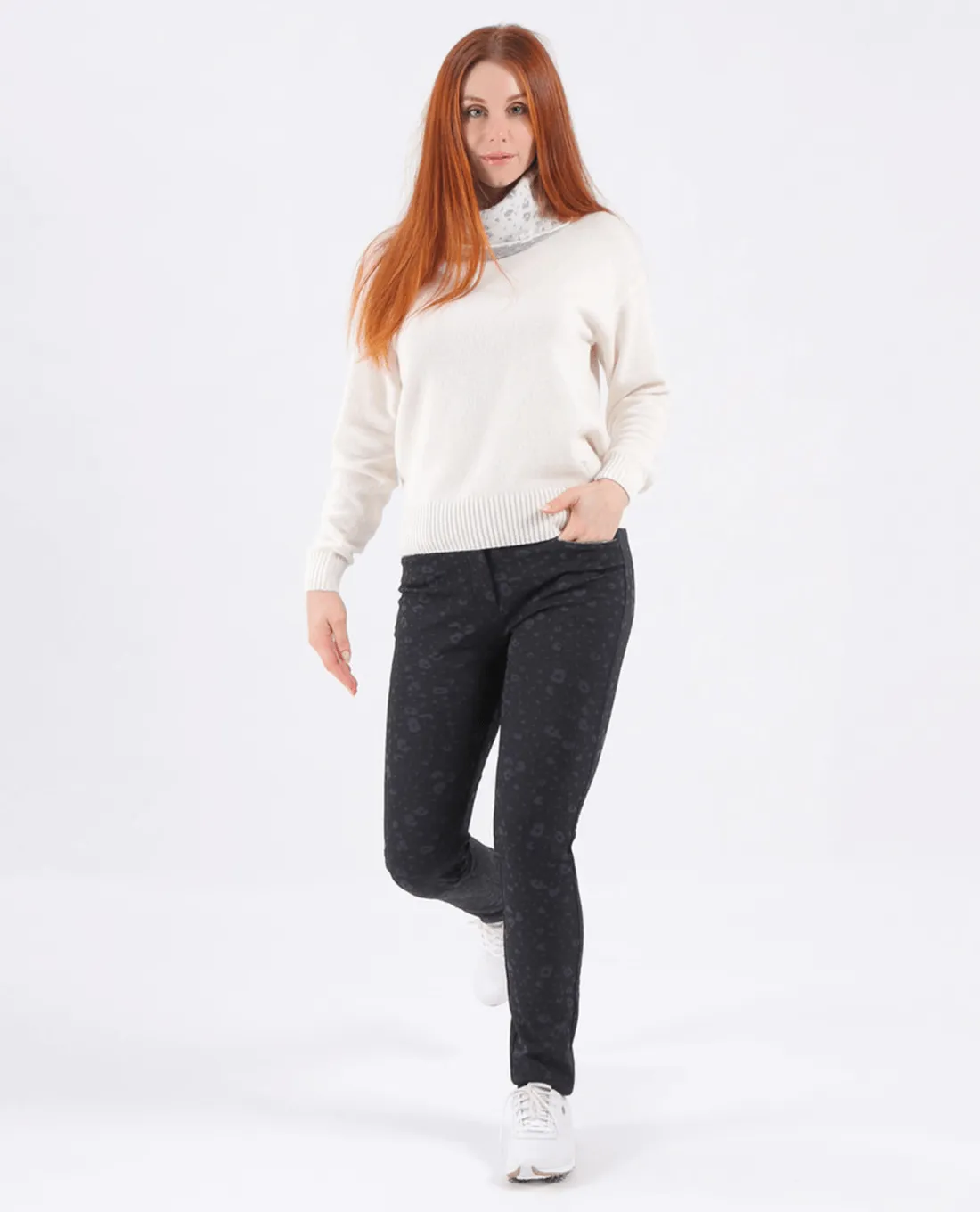 SIZE 10 - CHERVO Naisha Cashmere Roll Neck Jumper Winter White