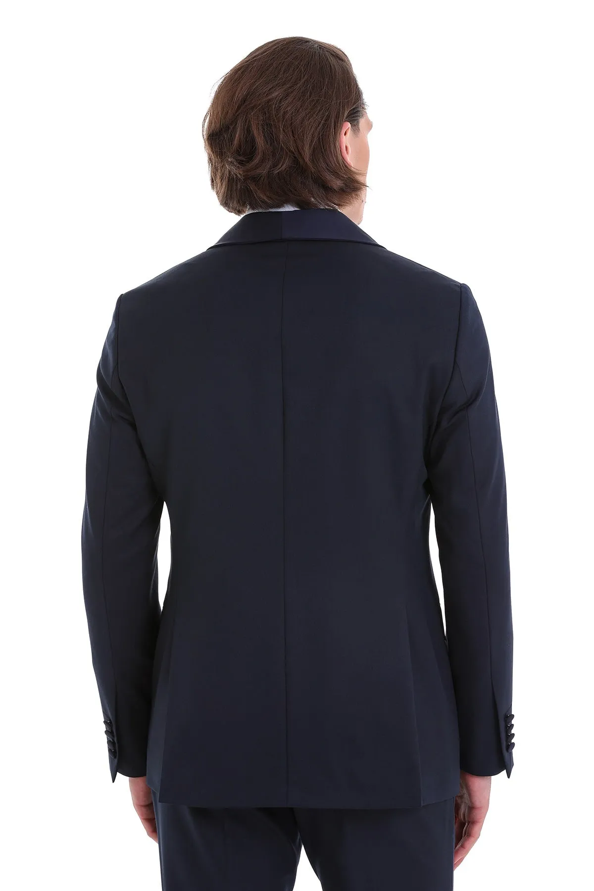 Slim Fit Release Shawl Lapel Navy Plain Classic Tuxedo