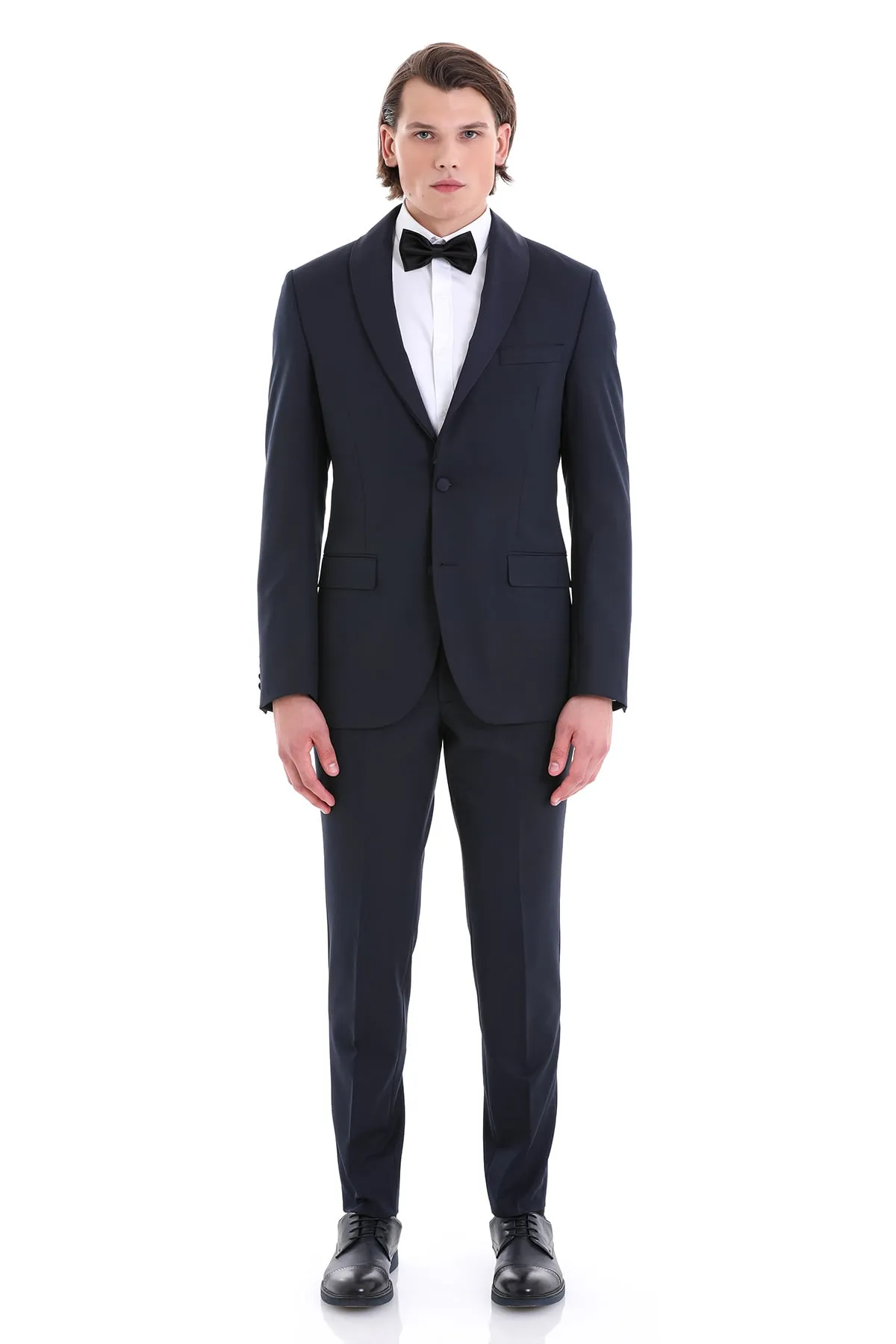 Slim Fit Release Shawl Lapel Navy Plain Classic Tuxedo