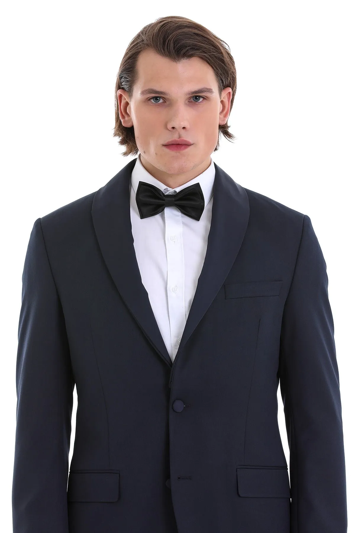 Slim Fit Release Shawl Lapel Navy Plain Classic Tuxedo