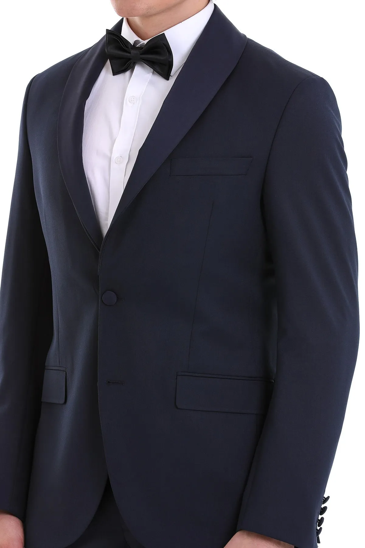 Slim Fit Release Shawl Lapel Navy Plain Classic Tuxedo