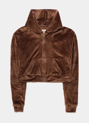 Solei Velour Womens Hoodie (Driftwood Brown)