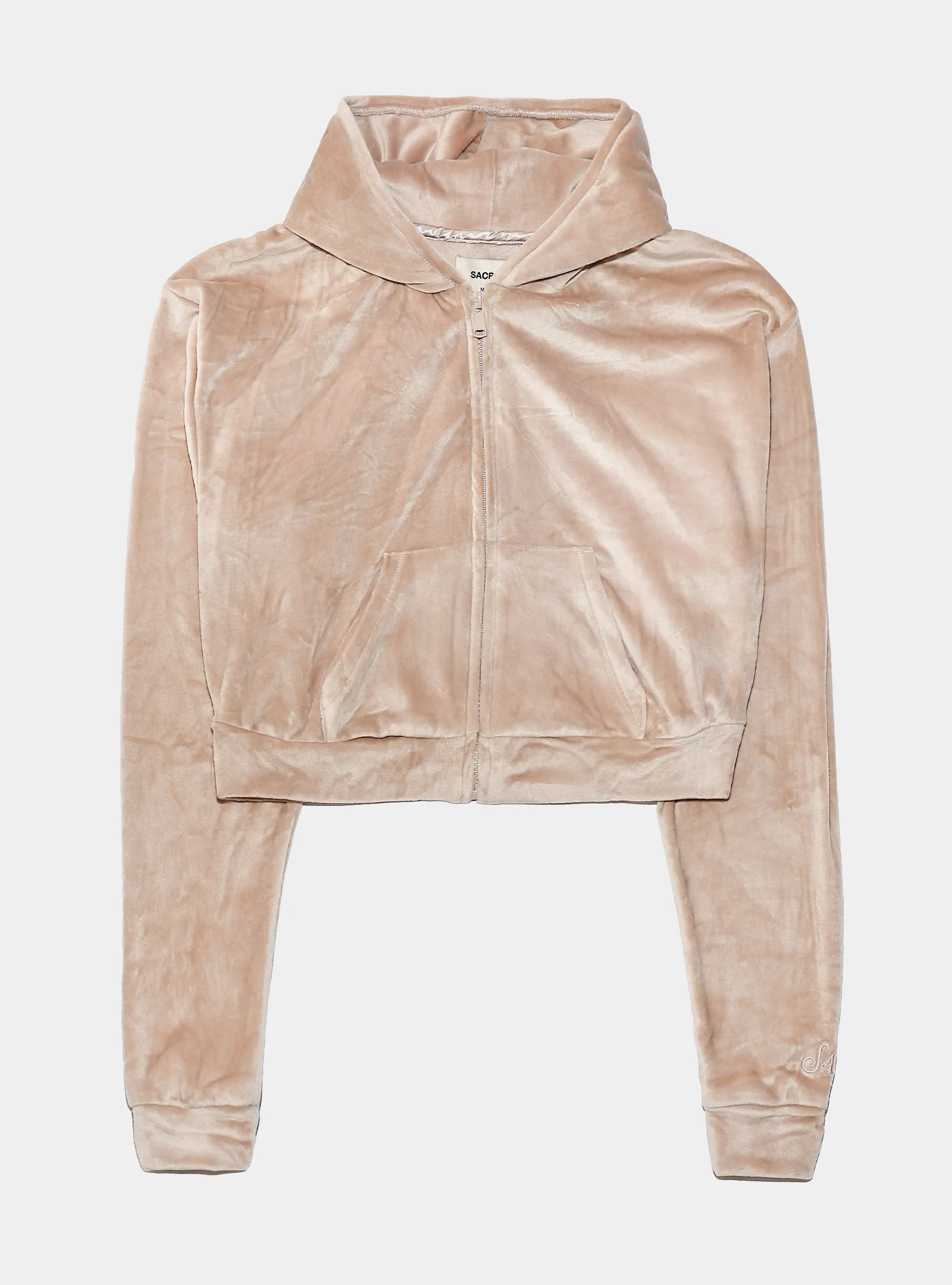 Solei Velour Womens Hoodie (Fawn Beige)