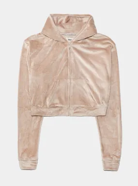 Solei Velour Womens Hoodie (Fawn Beige)