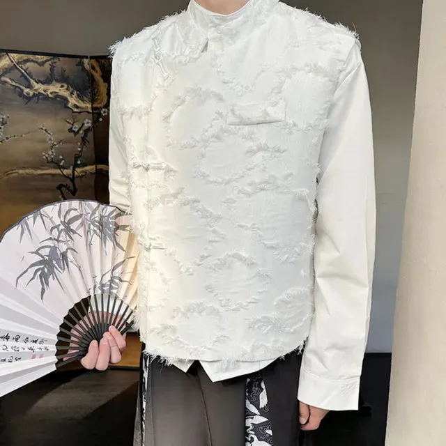 Solid Color Fringe Chinese Style Shirt