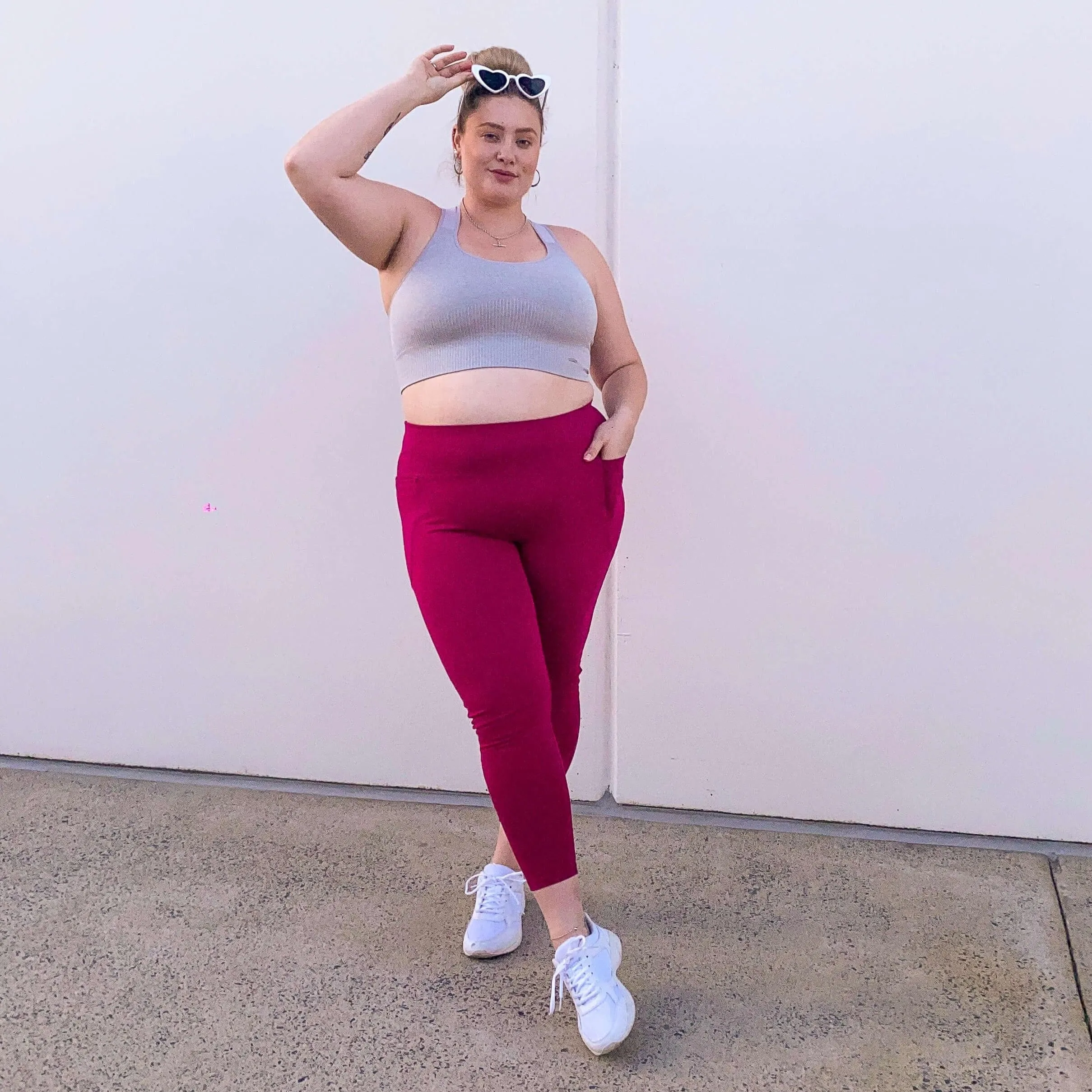 Squat Proof Long Leggings - Raspberry Pie