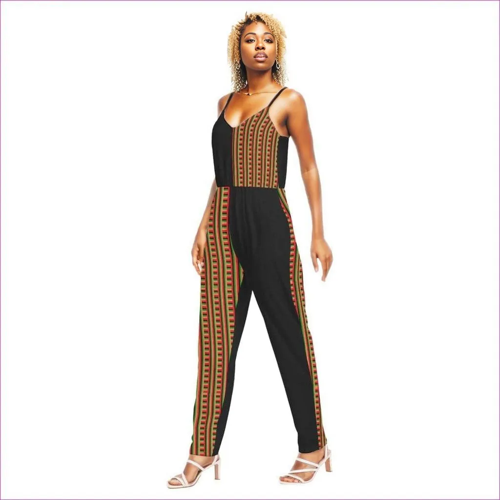 Striped Galore Women's V-neck Cami Jumpsuit