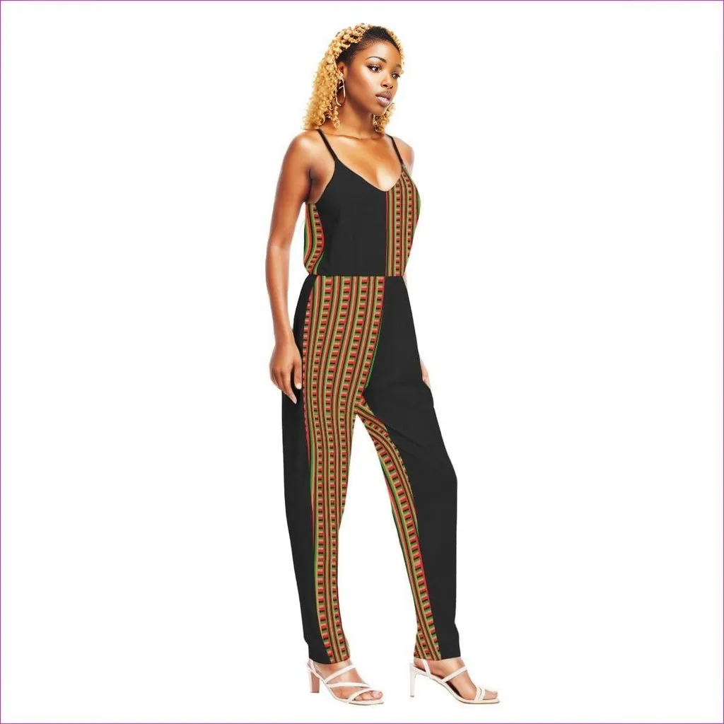 Striped Galore Women's V-neck Cami Jumpsuit