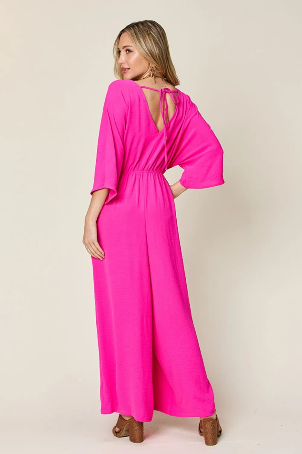 Surplice Wide Leg Jumpsuit with Pockets [Online Exclusive]