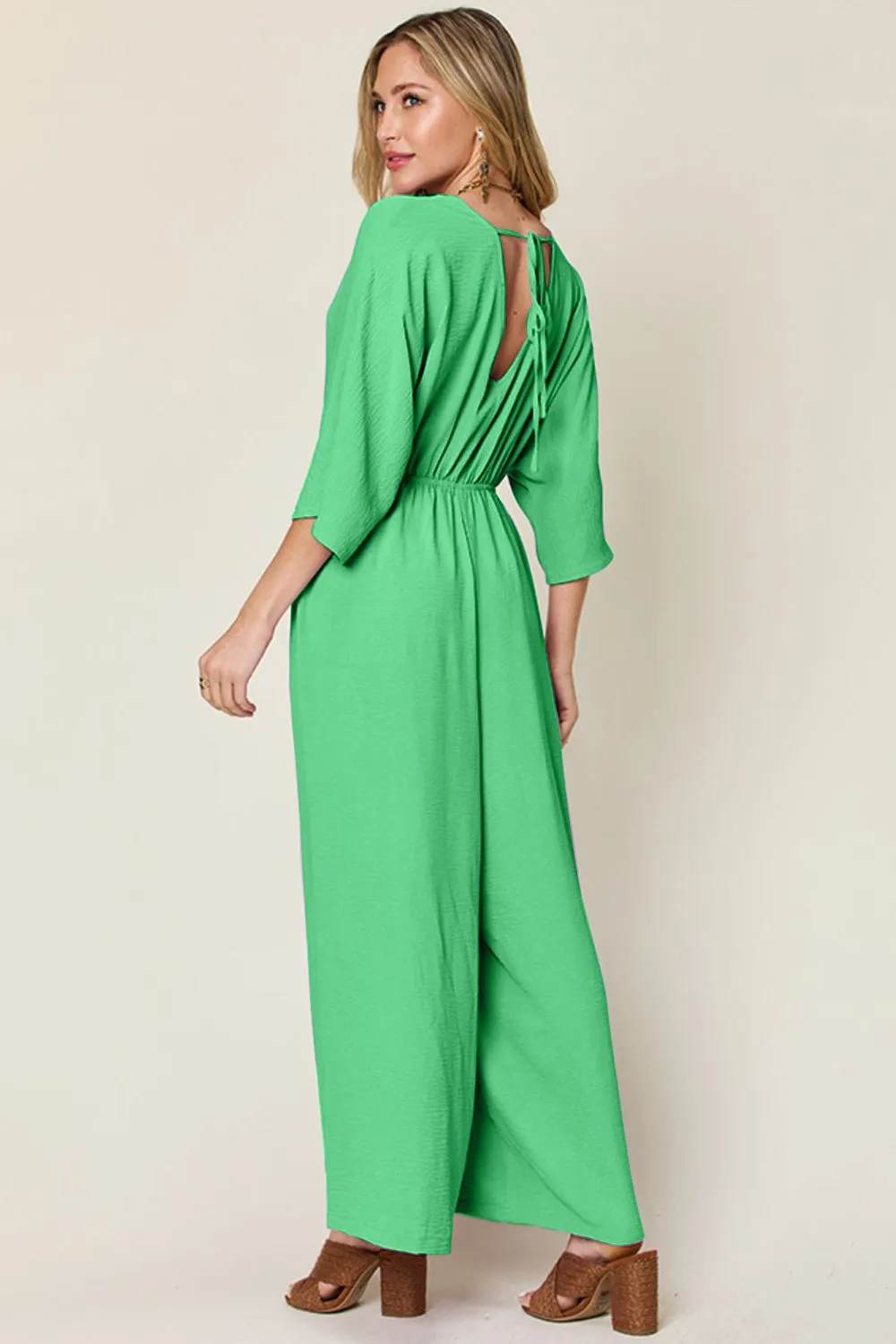 Surplice Wide Leg Jumpsuit with Pockets [Online Exclusive]