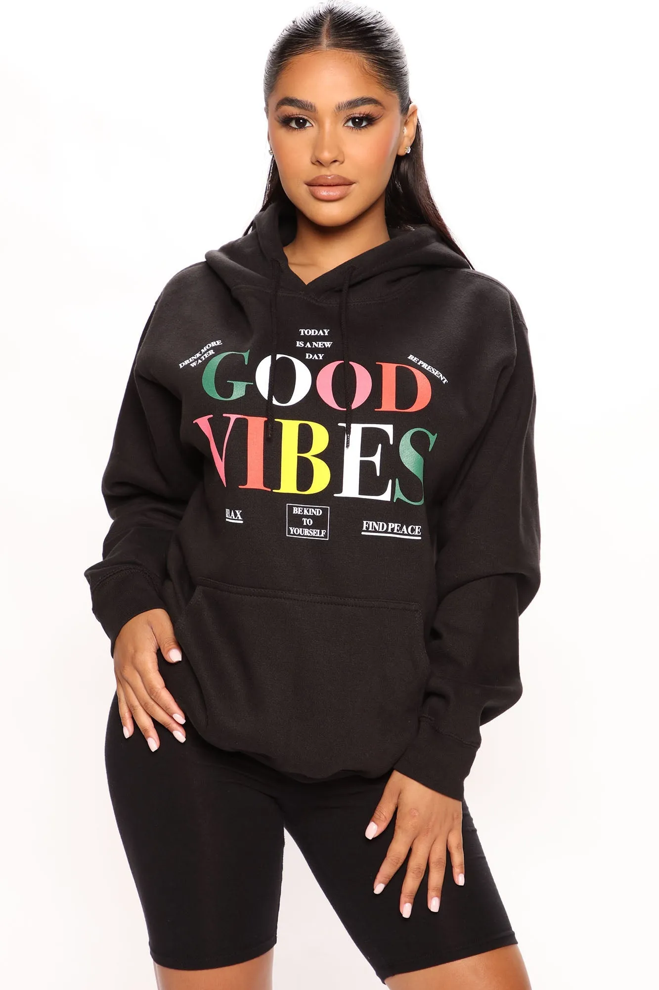 Surrounded With Good Vibes Hoodie - Black