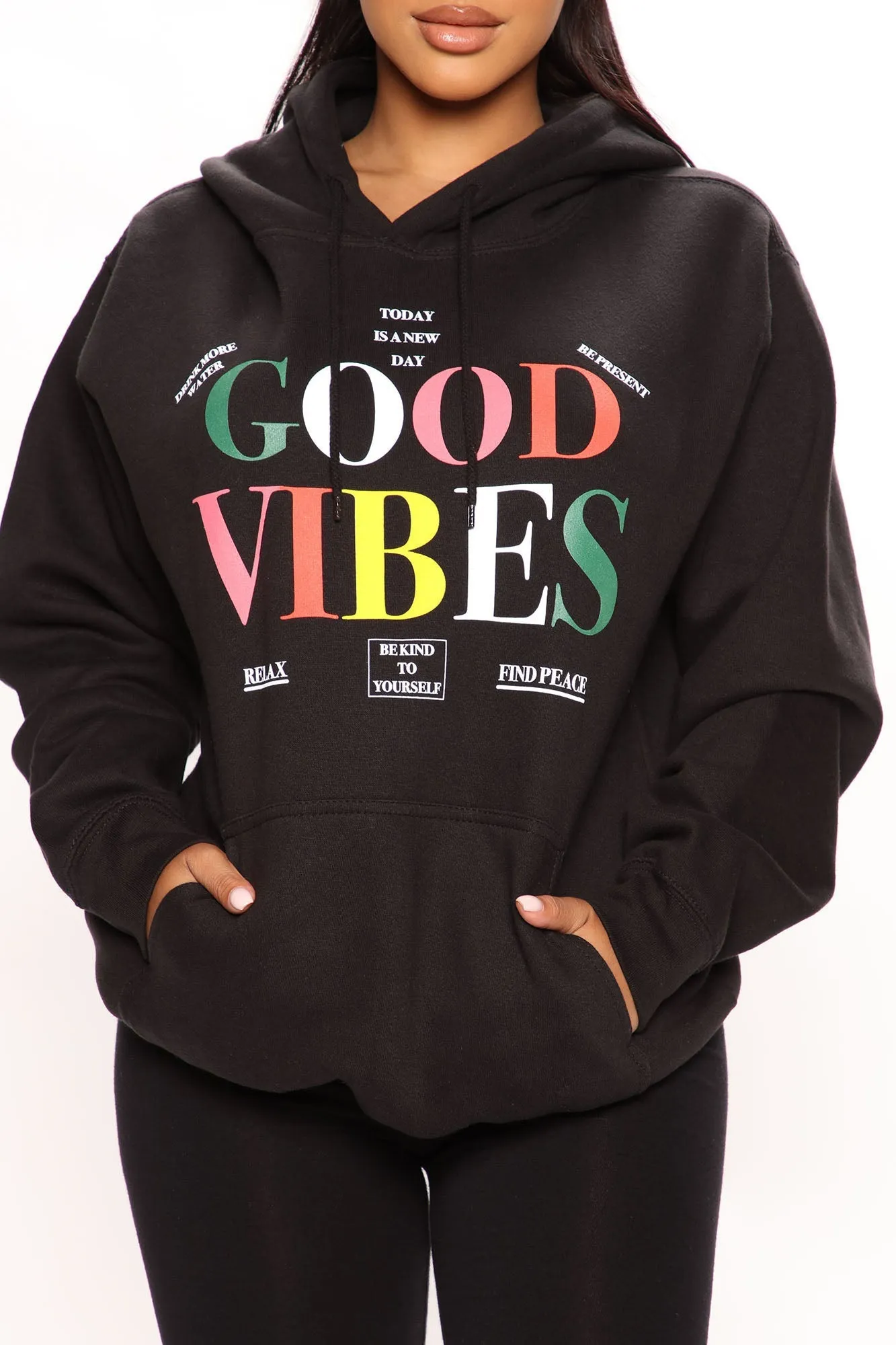 Surrounded With Good Vibes Hoodie - Black