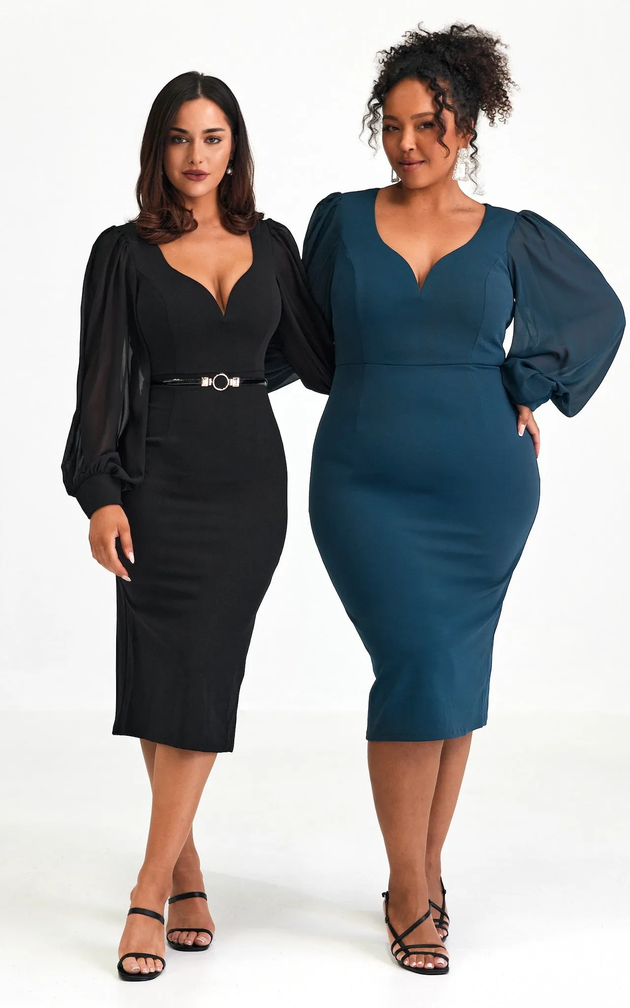 Tammy Long Sleeve Midi Dress - Midnight Blue