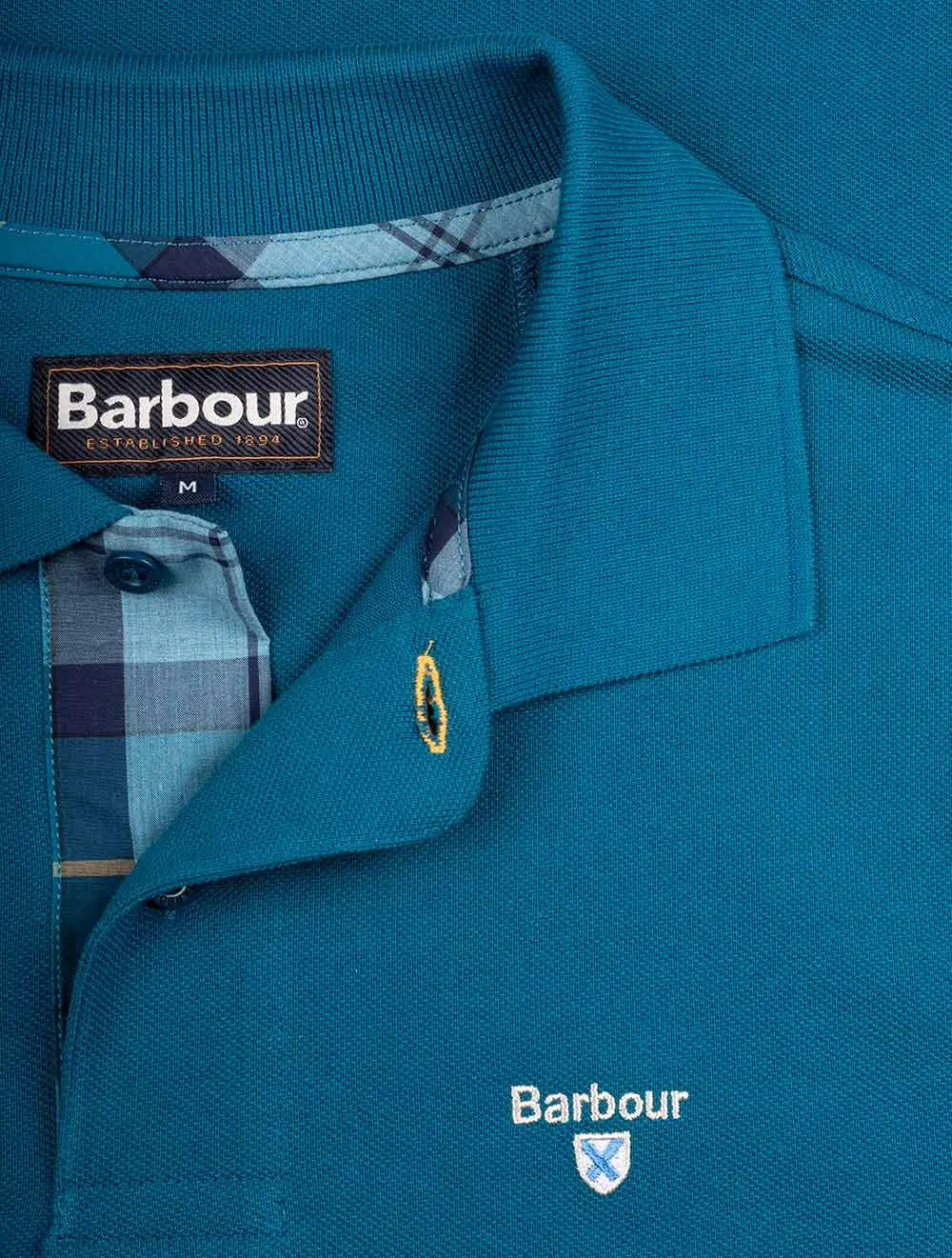 Tartan Pique Polo Shirt Aqua Blue