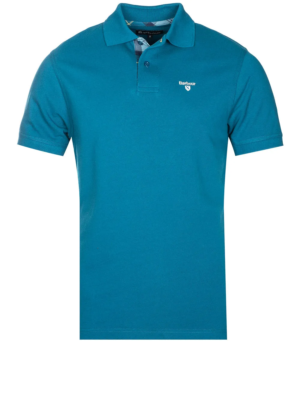 Tartan Pique Polo Shirt Aqua Blue