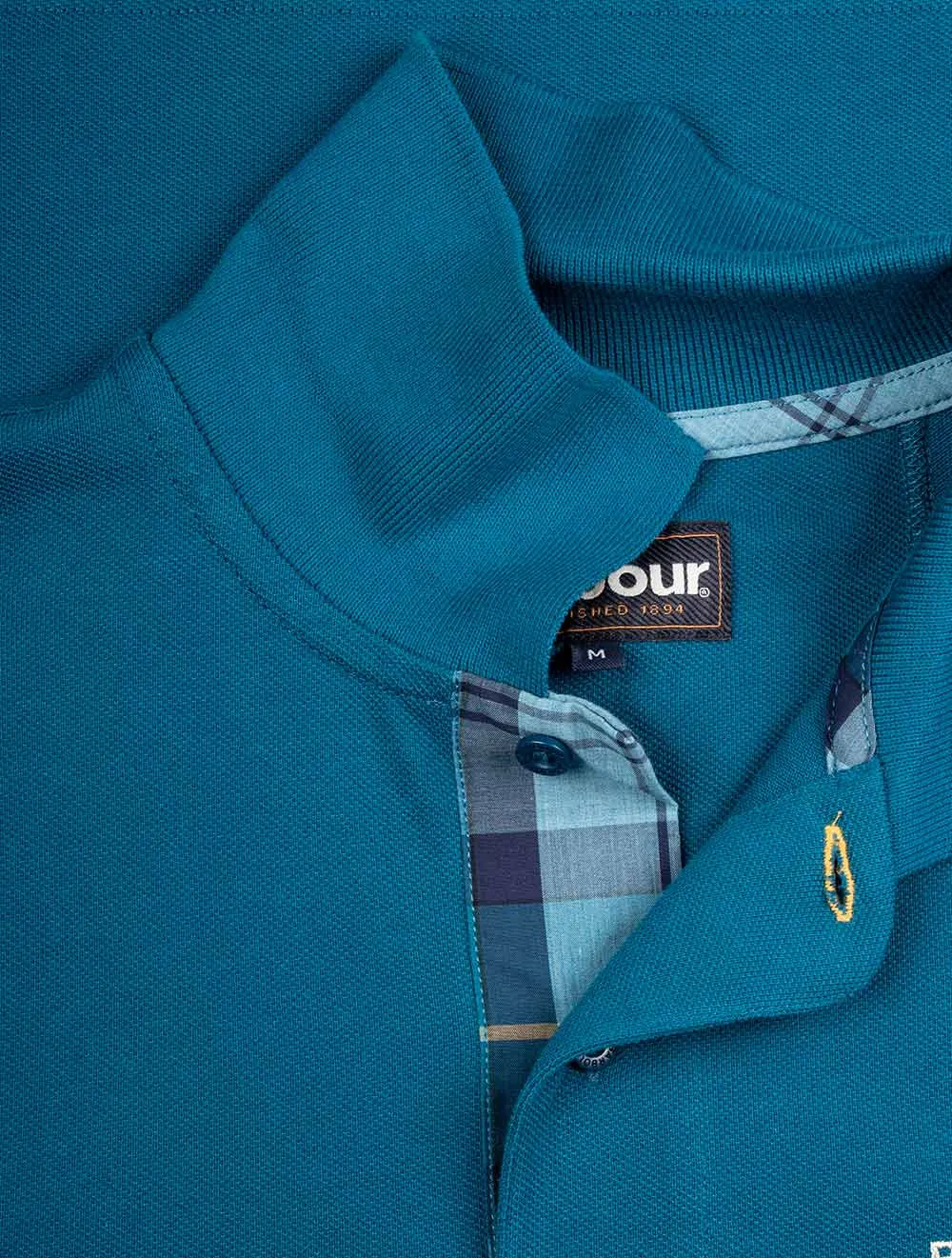 Tartan Pique Polo Shirt Aqua Blue