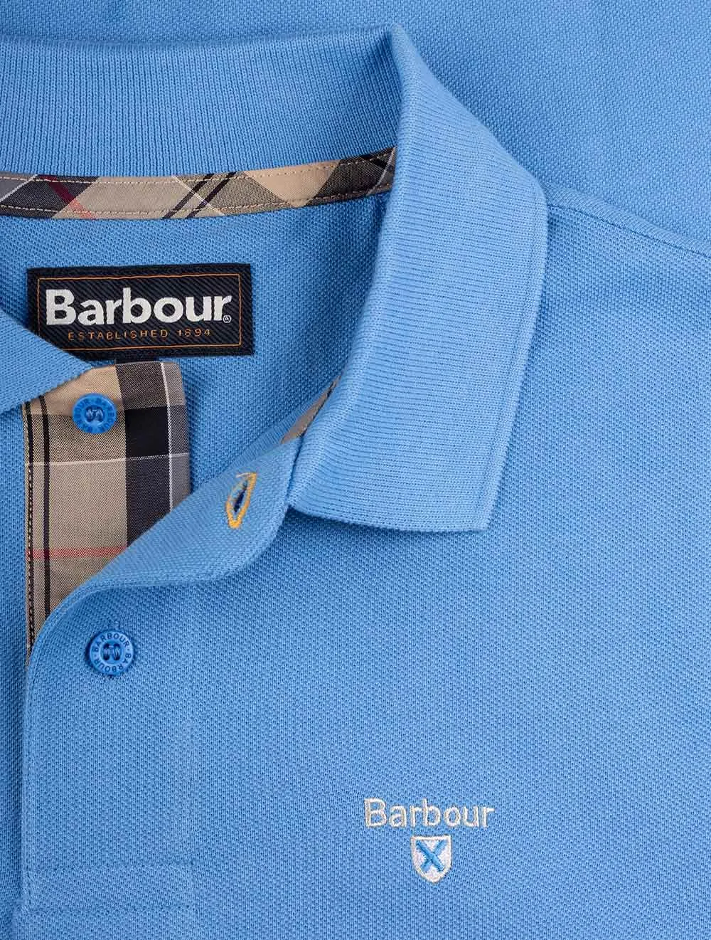 Tartan Pique Polo Shirt Bright Blue