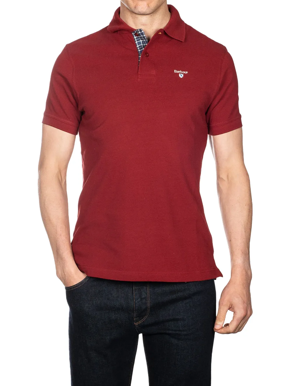 Tartan Pique Polo Shirt Wine