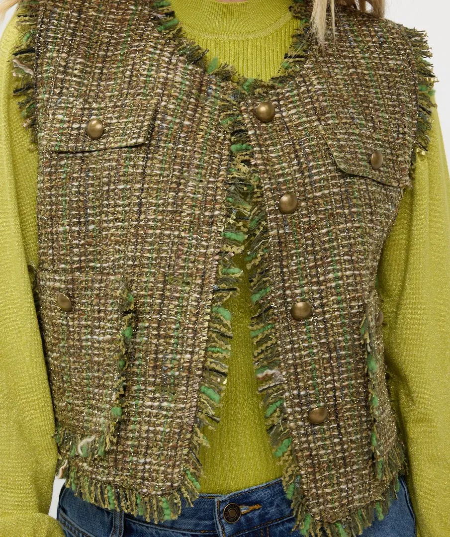 Tweed Gilet - Khaki