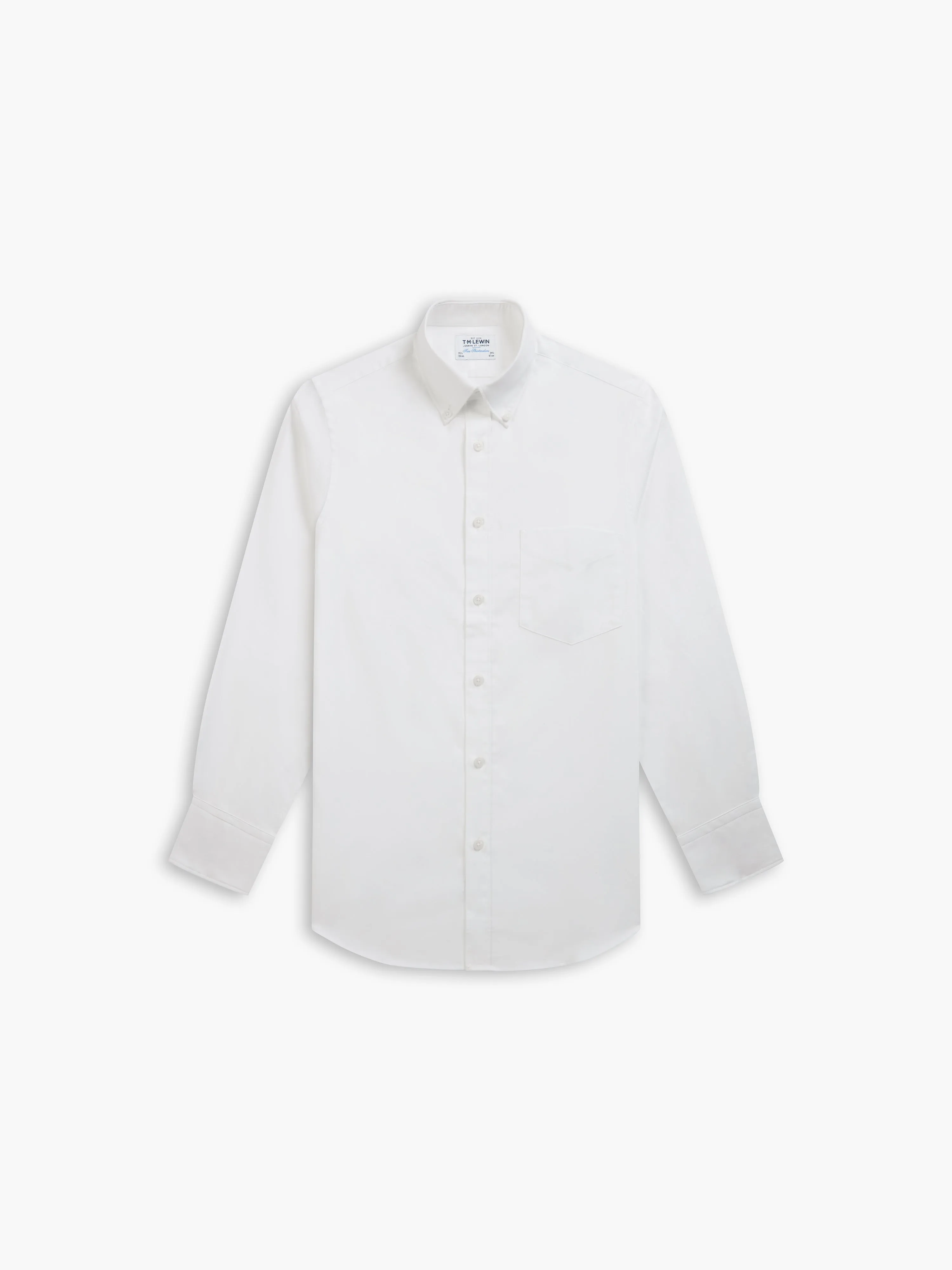 White Oxford Super Fitted Single Cuff Button Down Collar Shirt