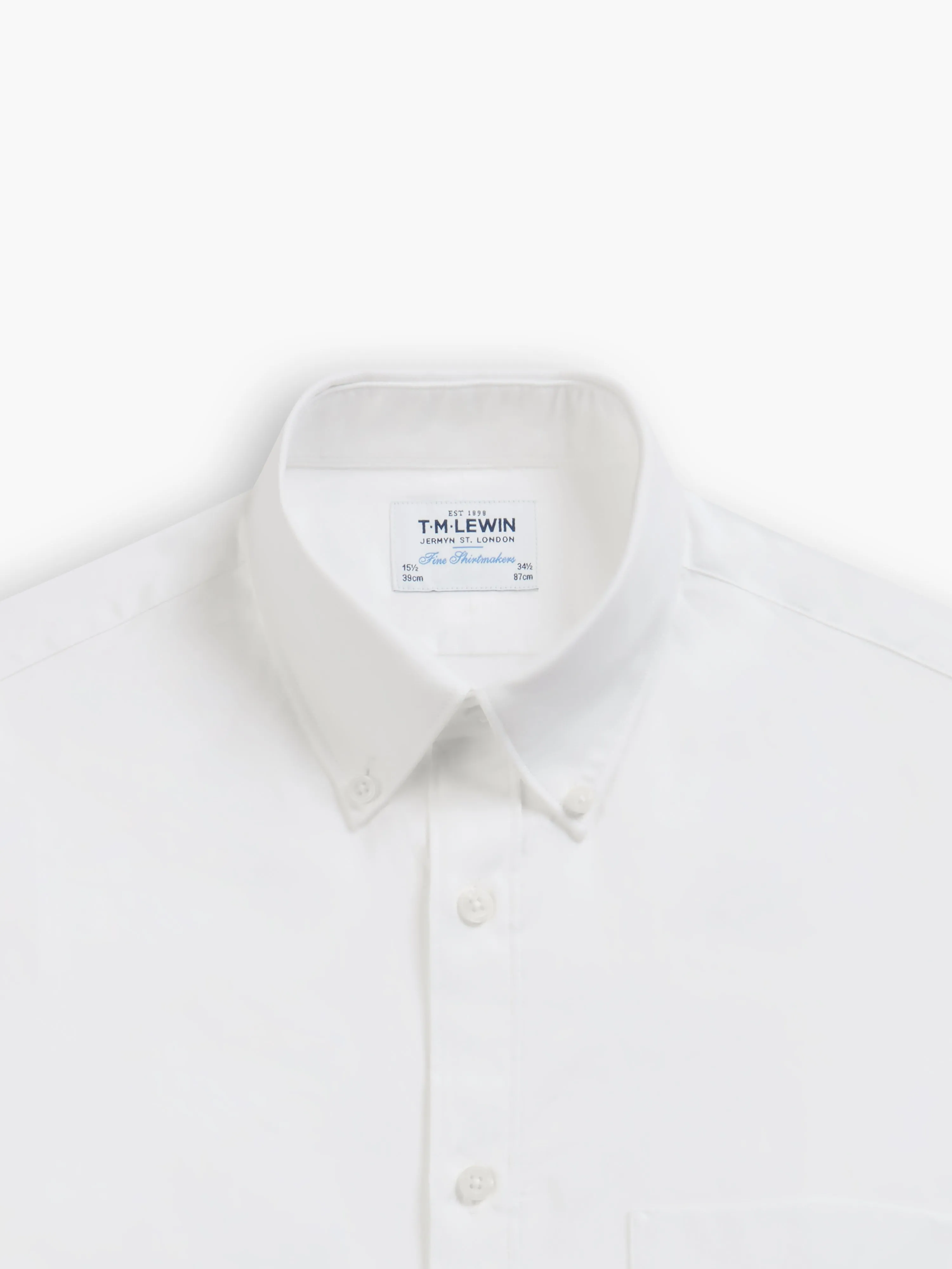 White Oxford Super Fitted Single Cuff Button Down Collar Shirt