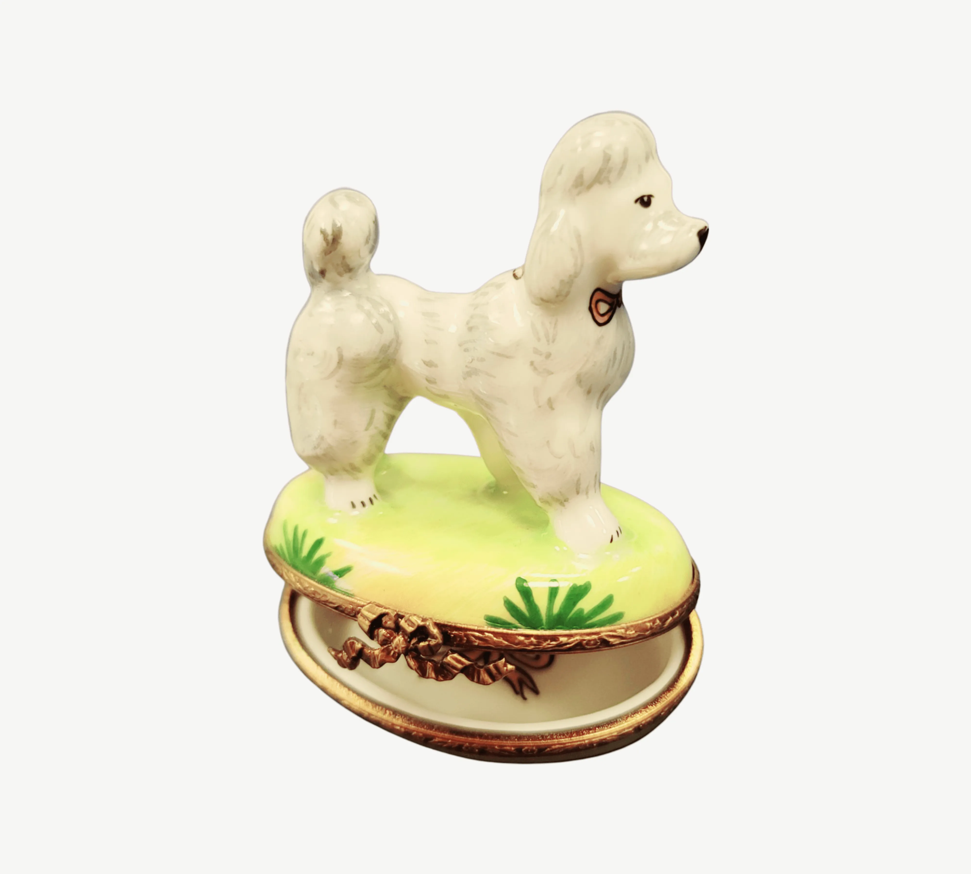 White Poodle on Yellow Base