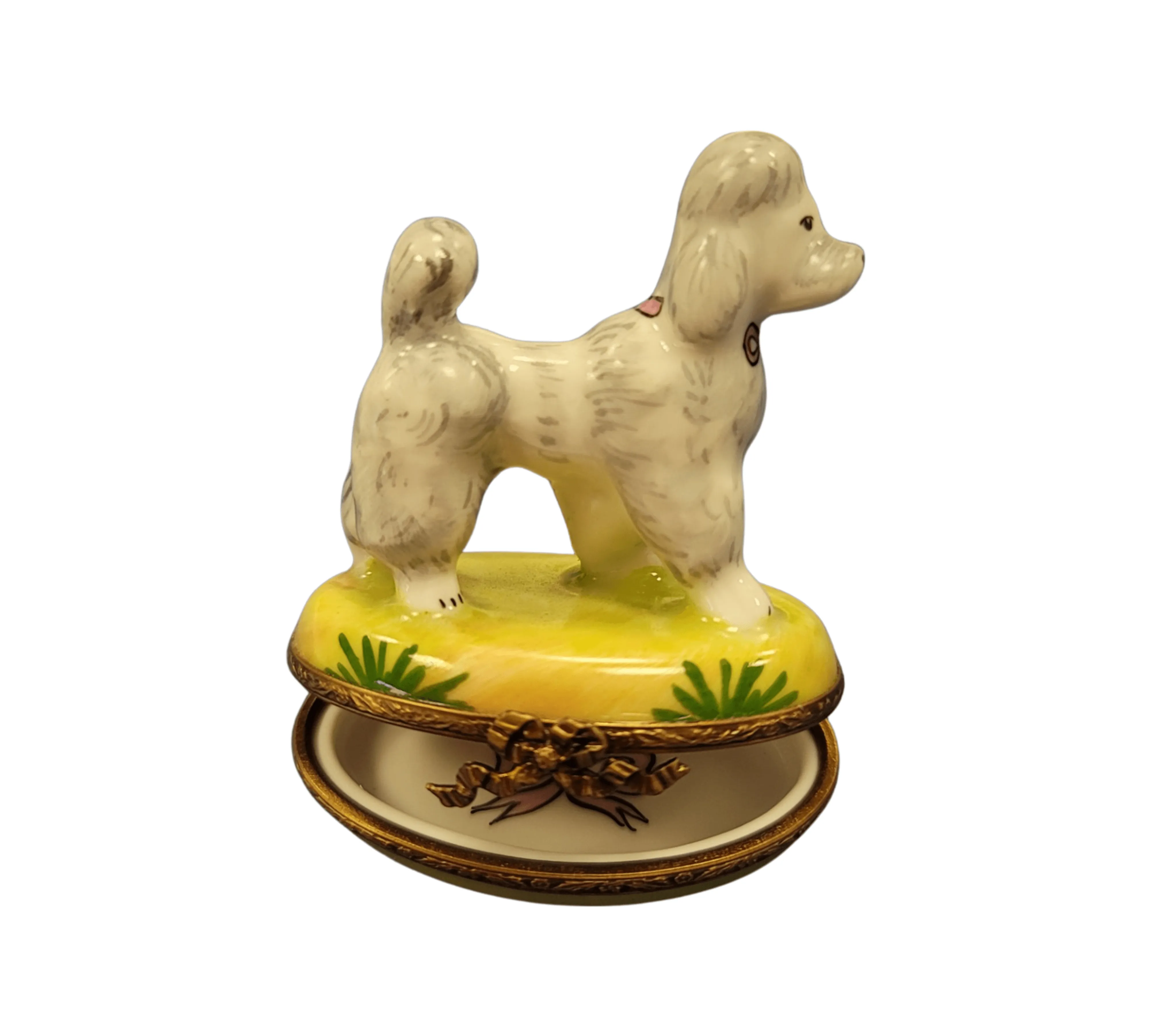 White Poodle on Yellow Base