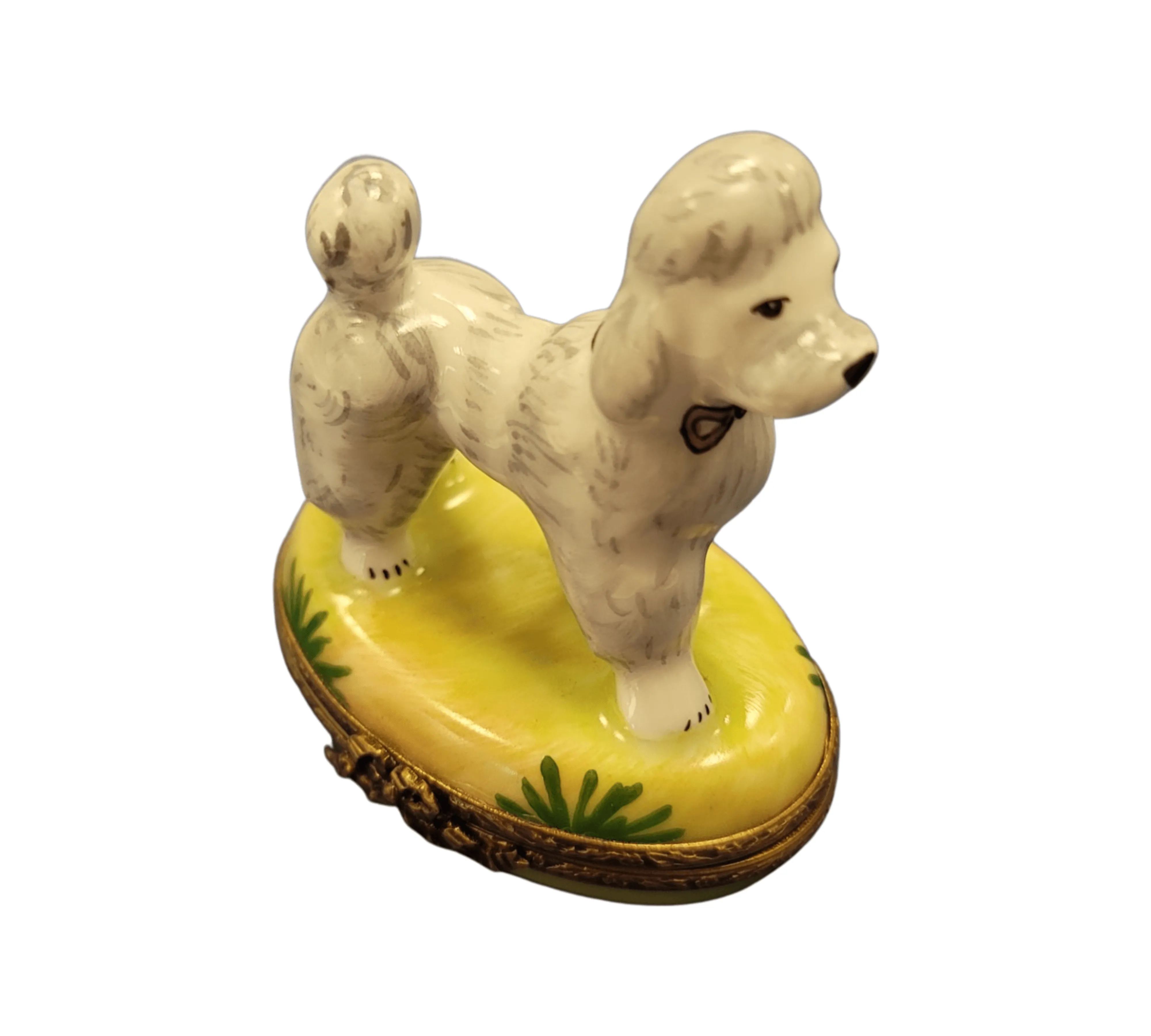 White Poodle on Yellow Base