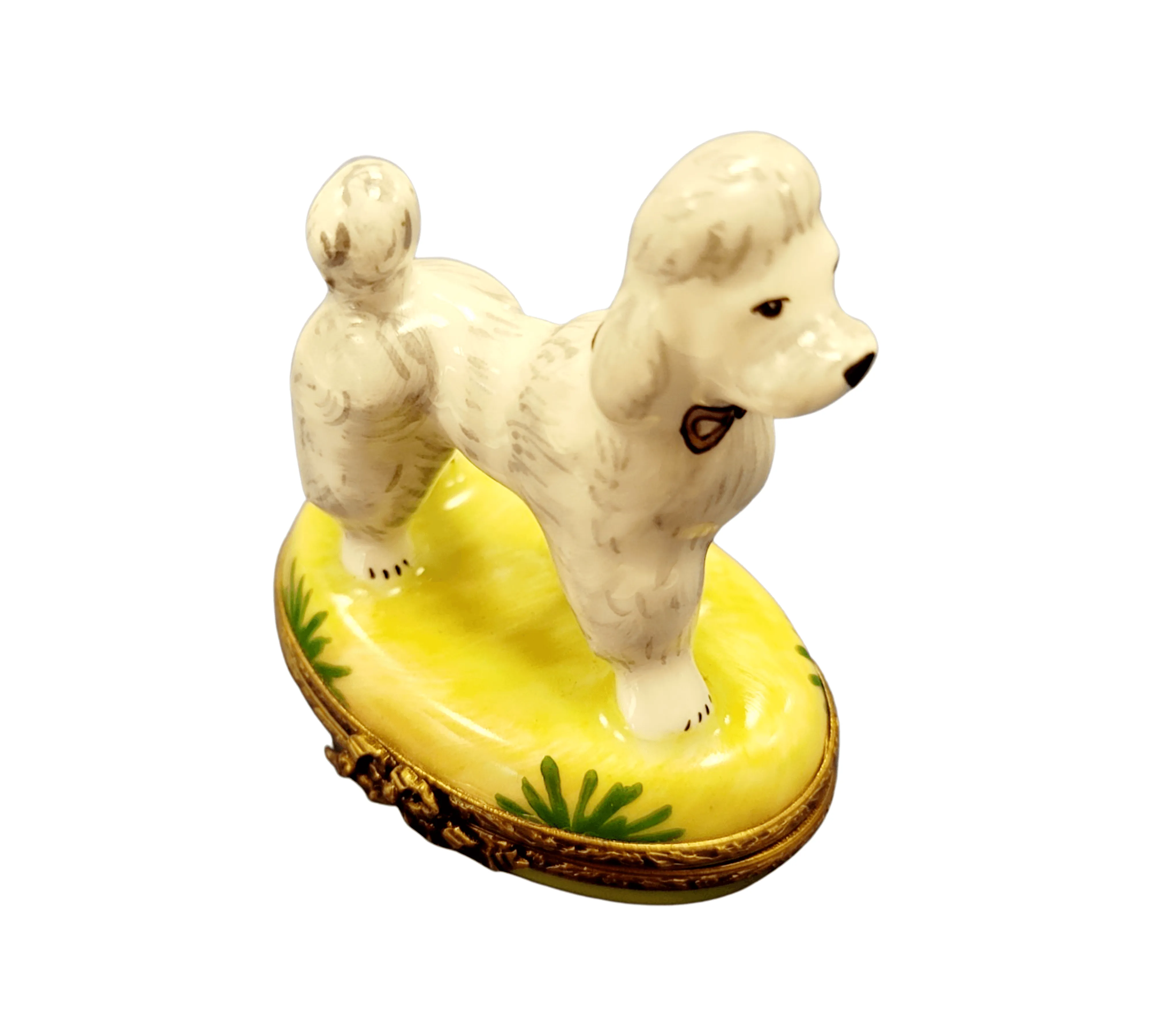 White Poodle on Yellow Base