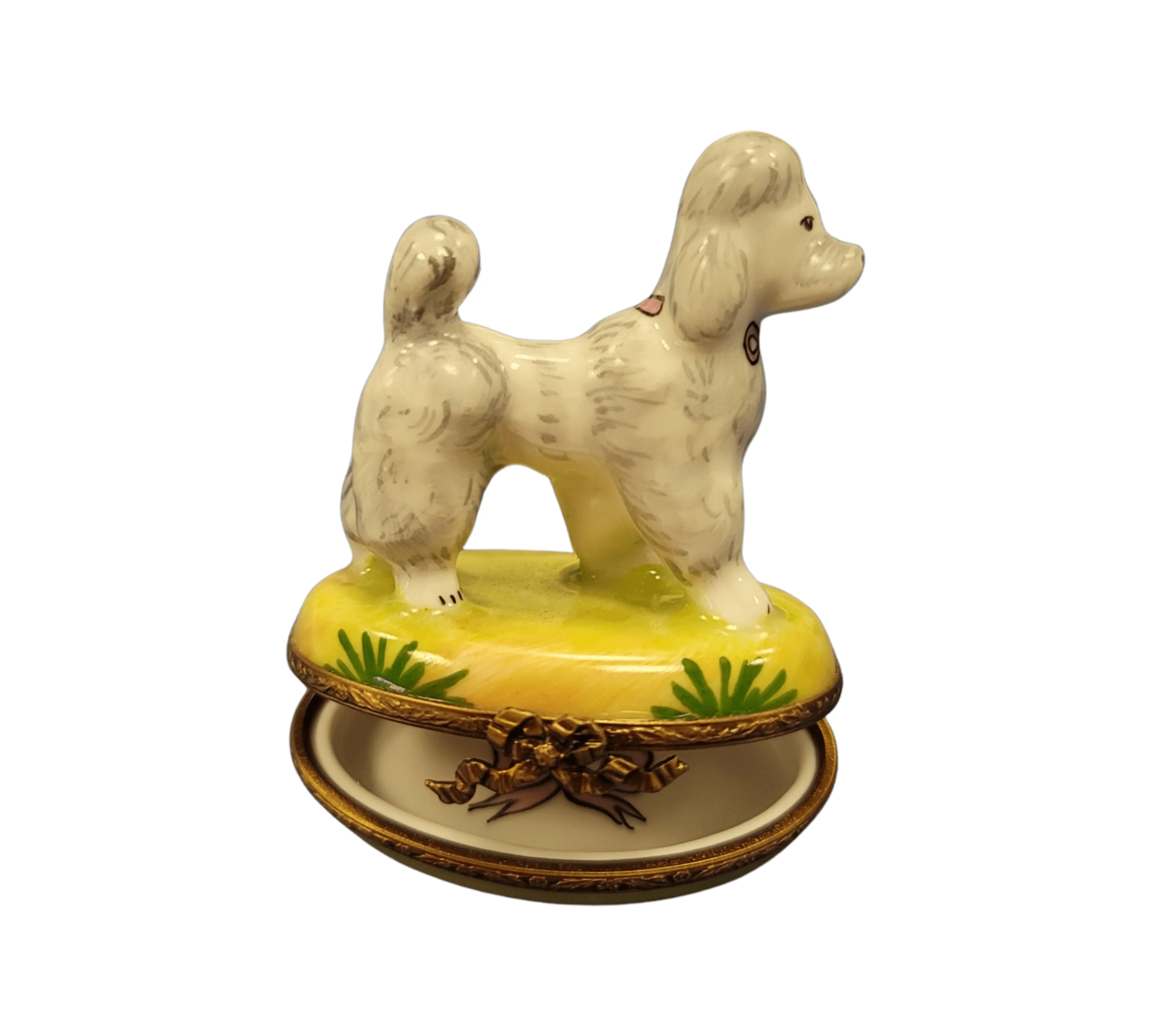 White Poodle on Yellow Base