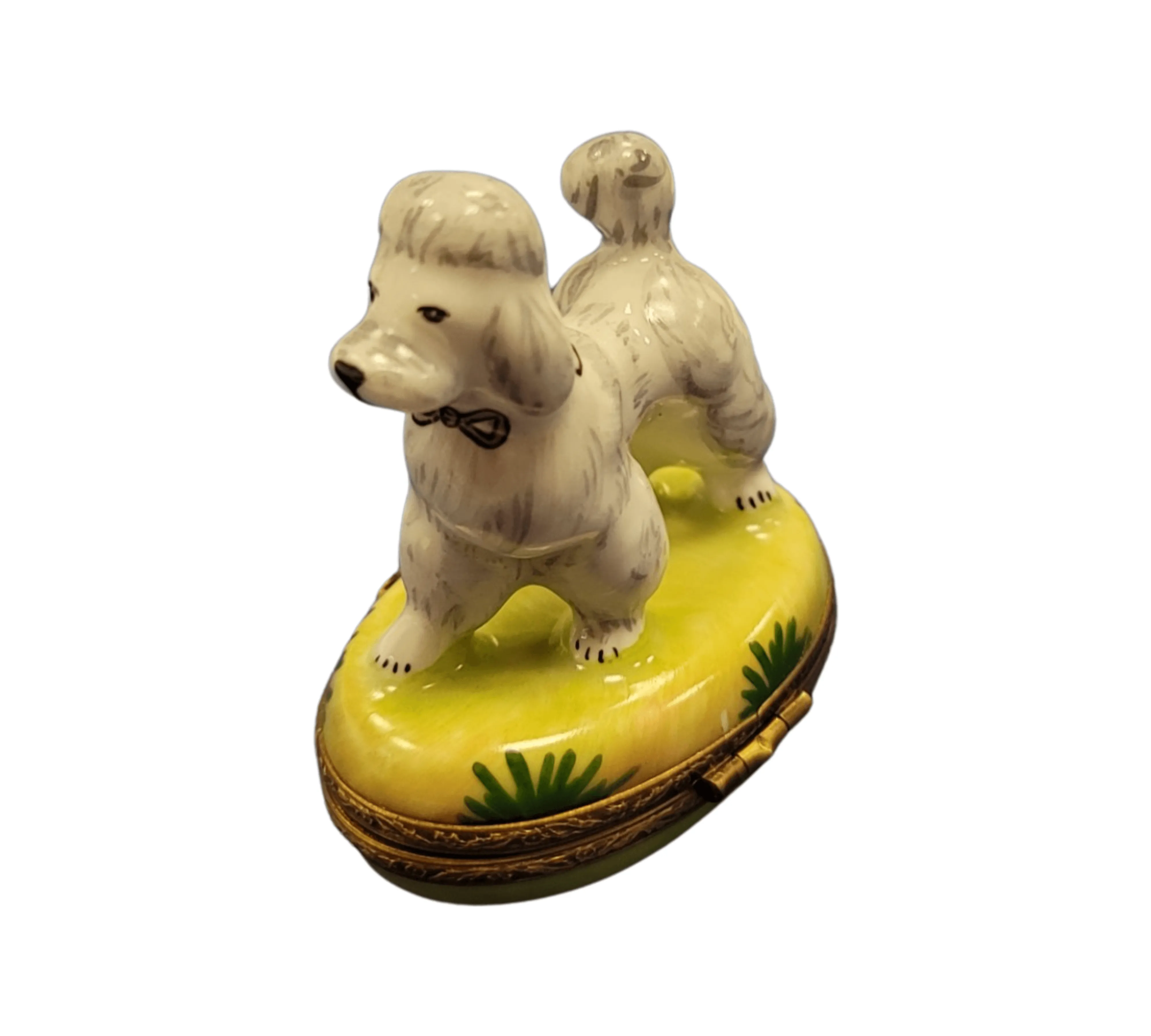 White Poodle on Yellow Base