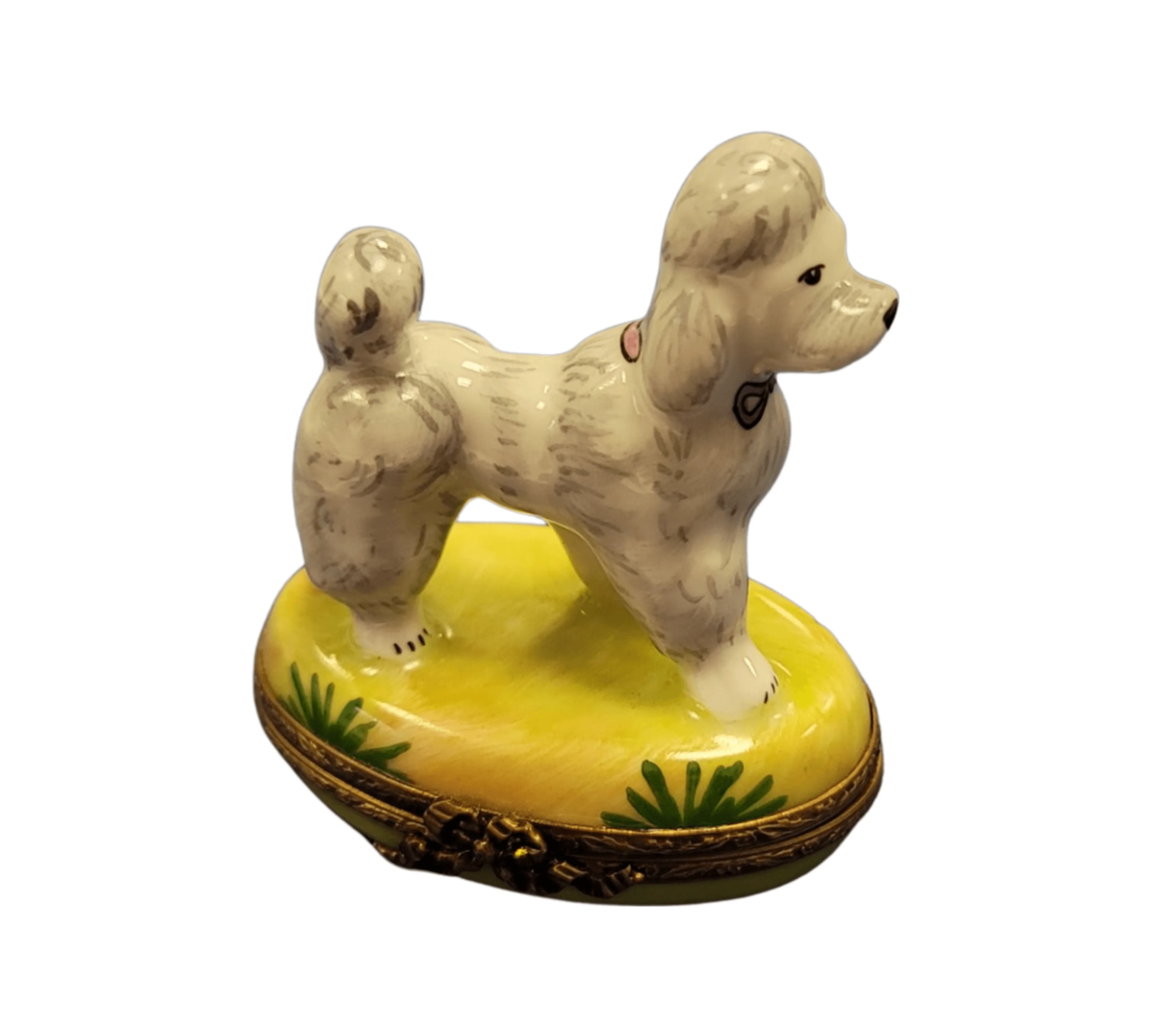 White Poodle on Yellow Base